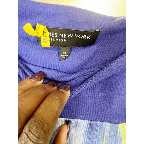 Jones New York Silk Water Color A-Line Flare Midi Skirt in Blue & Yellow Size XL - Picture 6 of 9